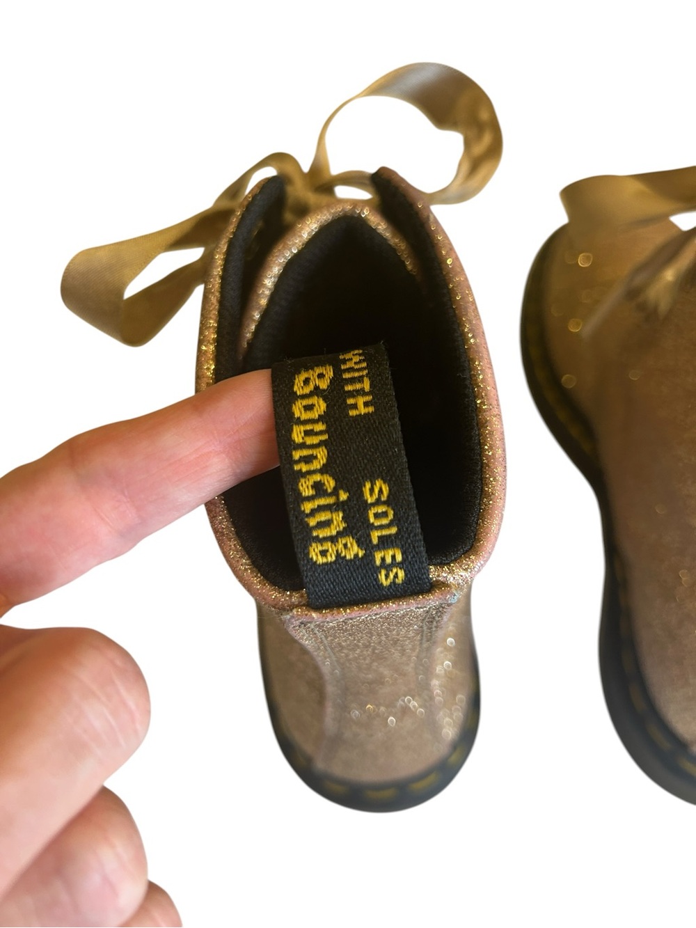 Dr. Martens 1460 Pascal Glitter Boots Gold Champagne Ribbon Lace Size US 7 Women - Picture 5 of 9
